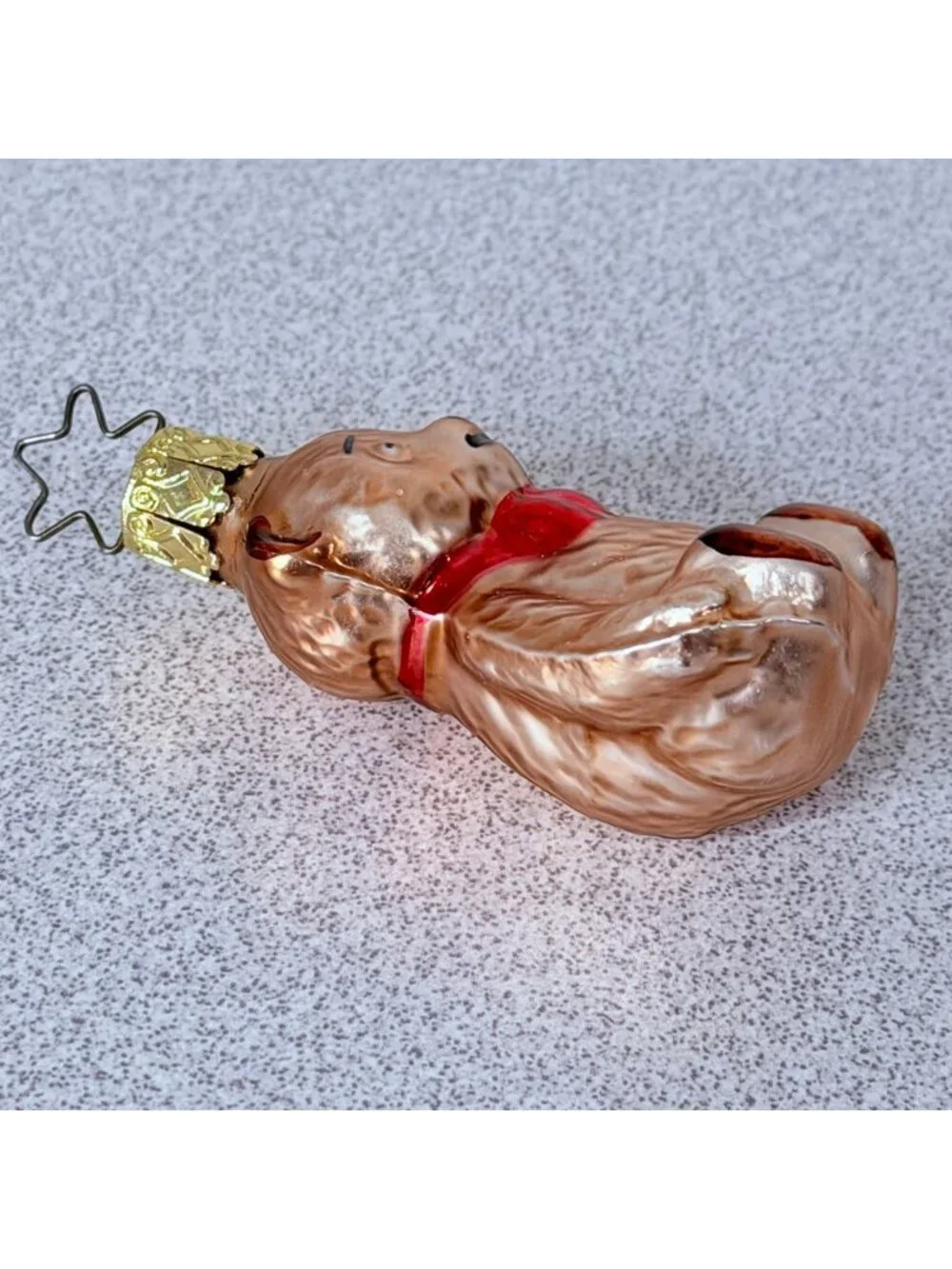 Teddy Bear Blown Glass Ornament Christmas Holiday Small Hand-Painted Vtg Germany